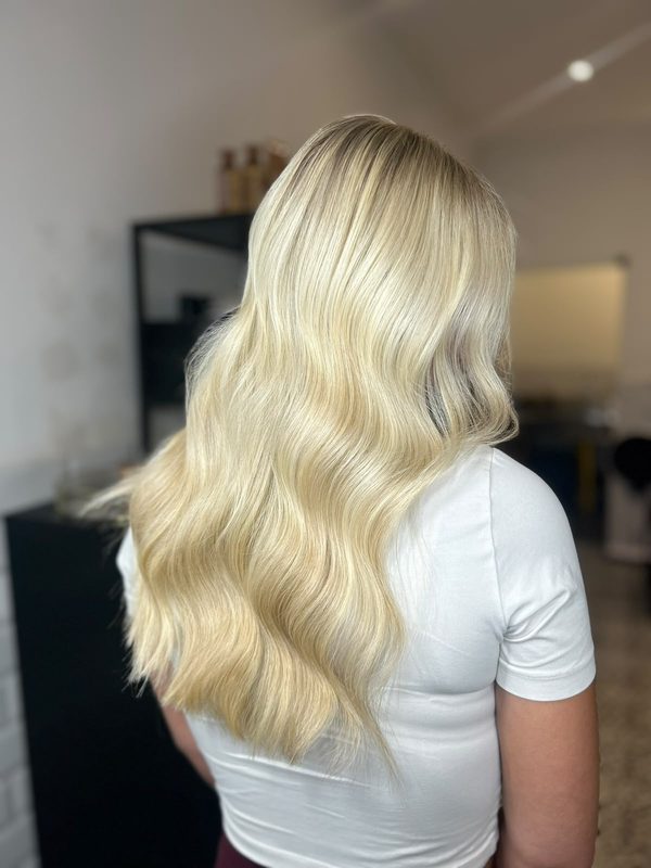 Bright blonde waves, by Ellie